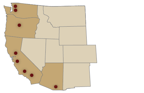 Map of locations of Friars' Carmelite communities and parishes